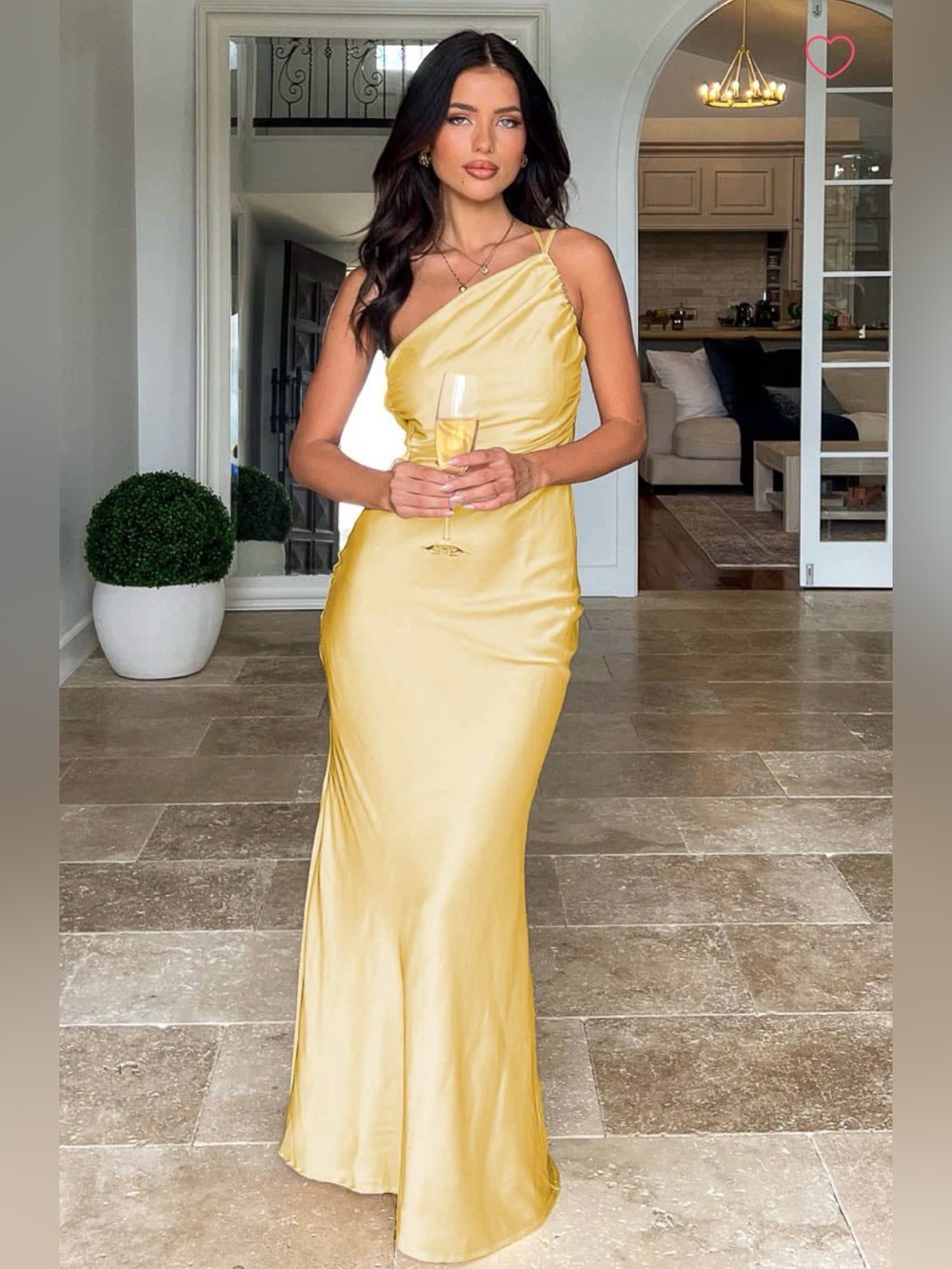 Beginning Boutique Tina Maxi Formal Satin Dress in Pale Butter Yellow